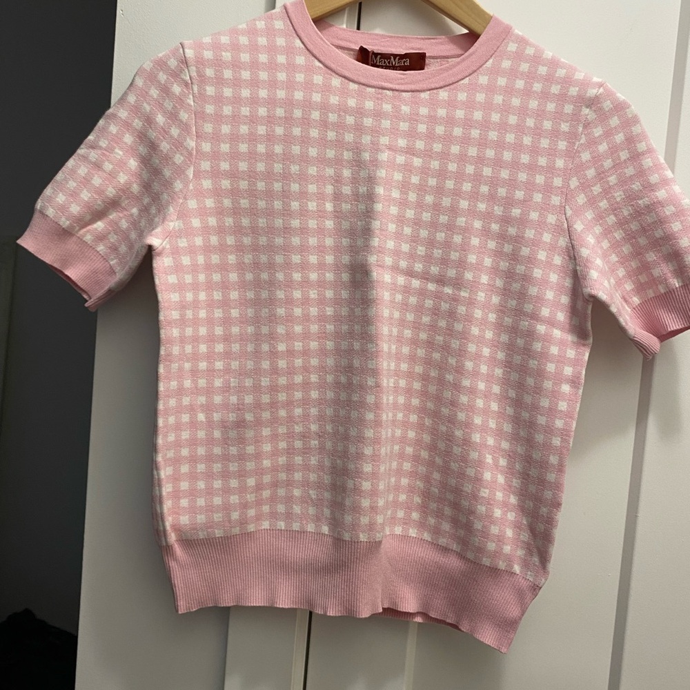 MaxMara Pink Gingham Short Sleeve Top